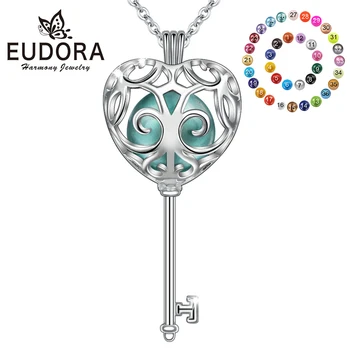 

Eudora copper metal 20mm Mexican Bola Necklace Musical Pregnancy Chime Key Cage Pendant with Chain Women Fine Jewelry K346N20