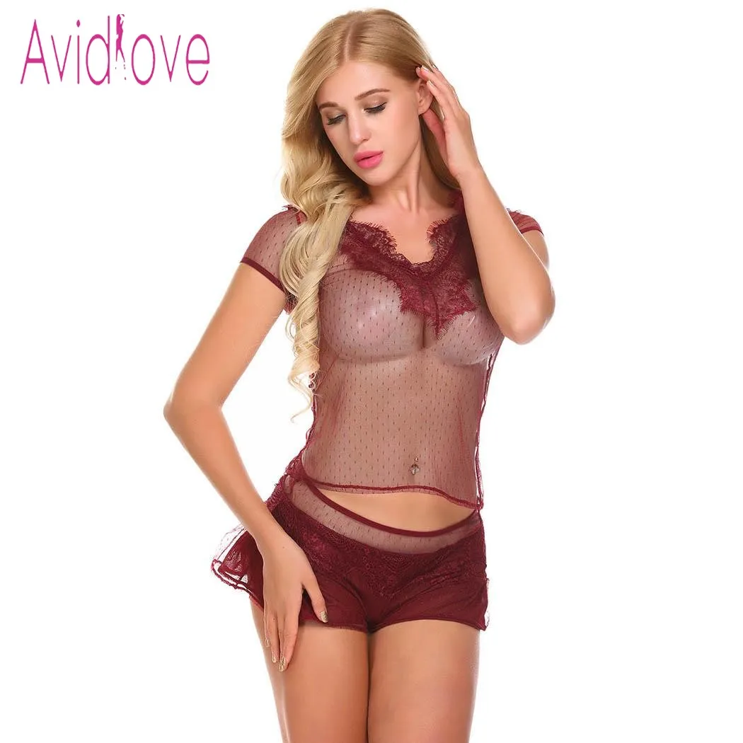 Женское кружевное белье Avidlove сексуальное эротическое нижнее с круглым вырезом и