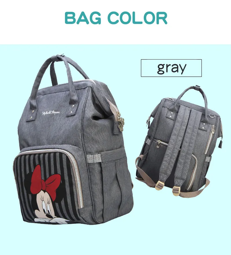 Сумка для подгузников disney, сумка для беременных, водонепроницаемая сумка для коляски, USB сумка, Подогреватель детских бутылочек, Микки, Минни, дорожный рюкзак для мамы