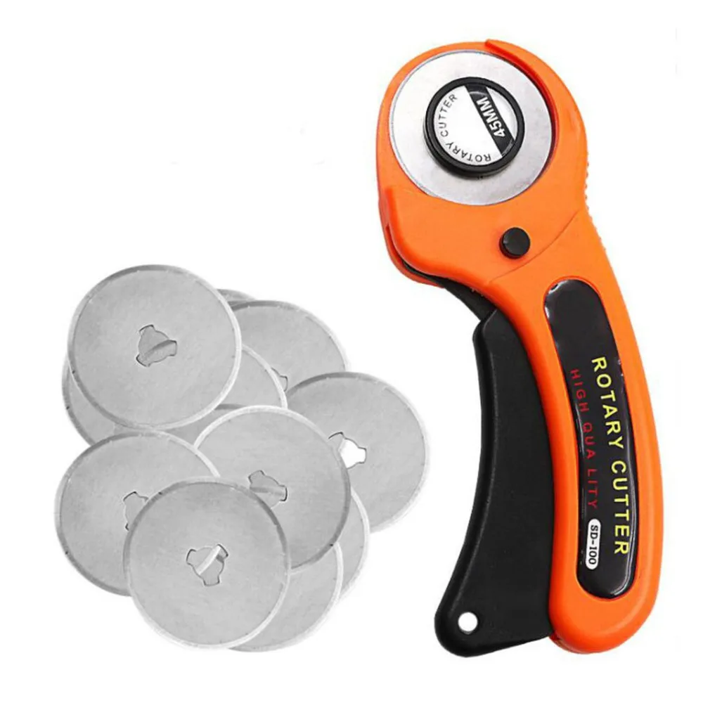 

45mm Rotary Cutter Set Handle Rolling Cutter, Sewing Accessories for Cutting Fabric Paper Leather Scrapbooking Quilting