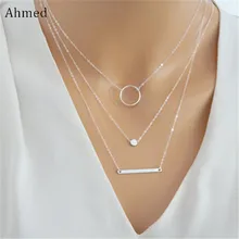Ahmed Charm многослойная прямая планка& o-круглая Подвеска Ожерелье Татуировка женские модные ювелирные изделия ожерелье с ожерельем Bijoux