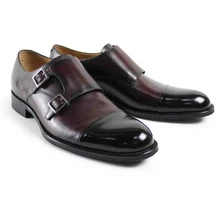 2017 Rushed Men’s Vintage Retro Custom Mens Monk Shoes Formal Dress Wedding Party Business Real Cow Leather Original Design
