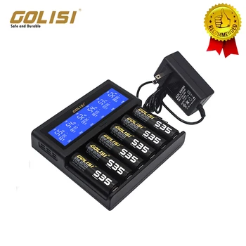 

Original GOLISI S6 intelligent charger Big LCD display compatible with Ni-mh/ Ni-cd, and 3.6V/3.7V cylindrical For 6 battery