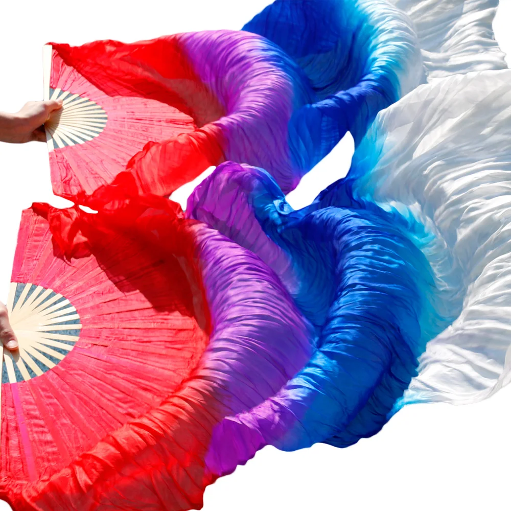 High selling 100% Real Silk Veils 1 Pair handmade women Quality Silk Belly Dance Fan Dance red+purple+royal blue+white High selling 100% Real Silk Veils 1 Pair handmade women Quality Silk Belly Dance Fan Dance red+purple+royal blue+white