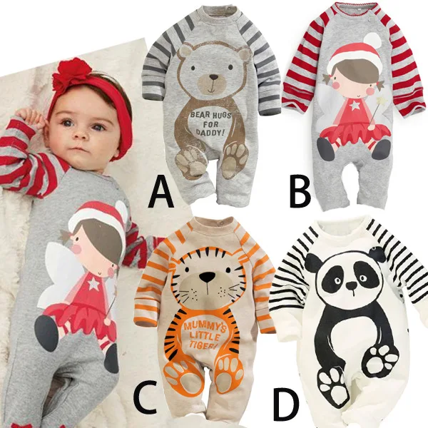 2016 Baby Toddlers Spring Autumn Rompers Cute Bear Carter Bebes Cotton Red Grey Infant Boy Girl Jumpsuit Long Sleeve Clothes | Детская