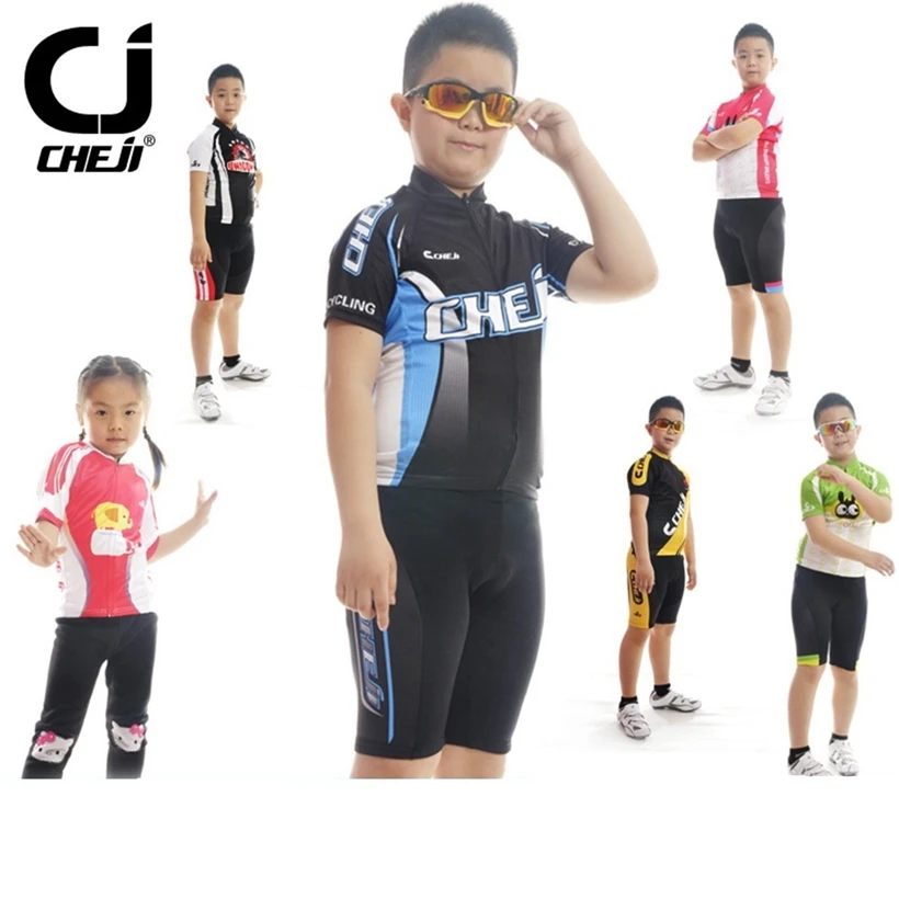 CHEJI Children Cycling Clothing Boys Girls Cycling Bike Jersey Shorts