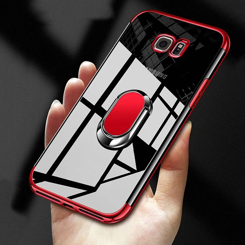 

Toraise For Samsung S9 Plus Case Plating Edge Car Holder Case For Samsung S8 S7 edge Silm Soft TPU Cover for Galaxy Note 9 8
