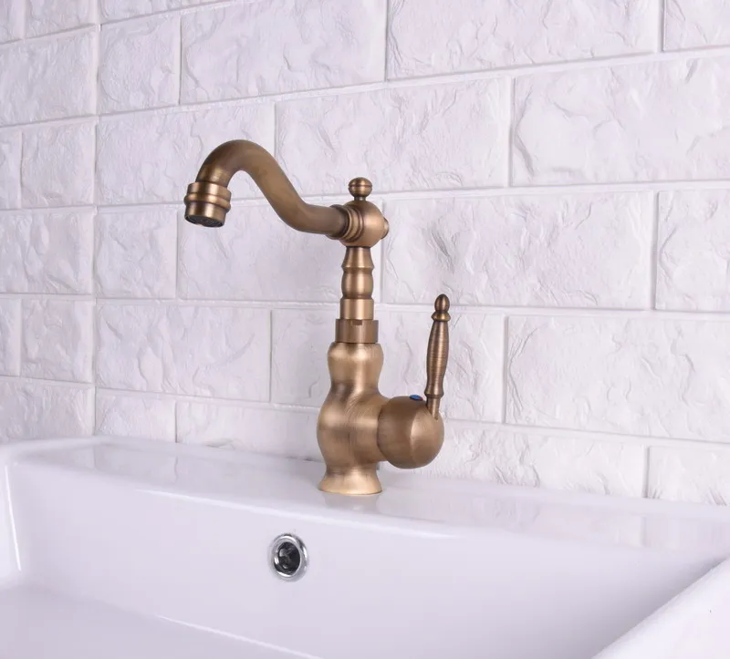 Antique Brass Finish Kitchen Faucet Bronze Single Handle Hot and Cold Water Kitchen Sink Tap Bathroom Basin Taps asf119