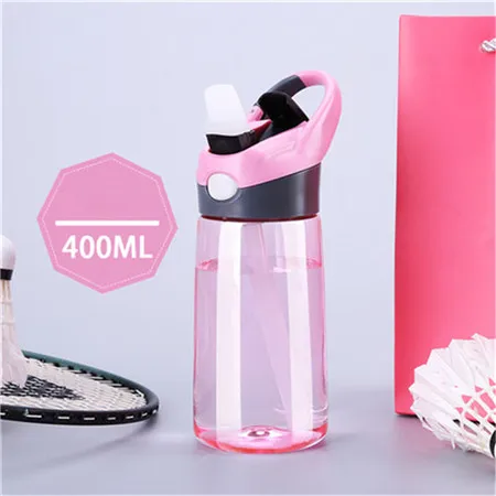 Портативные пластиковые чашки, большая емкость, прогулочная чашка для фитнеса, спортивные детские летние детские чашки для школьников, подушка для взрослых, 400 мл, PP/PC - Цвет: Розовый