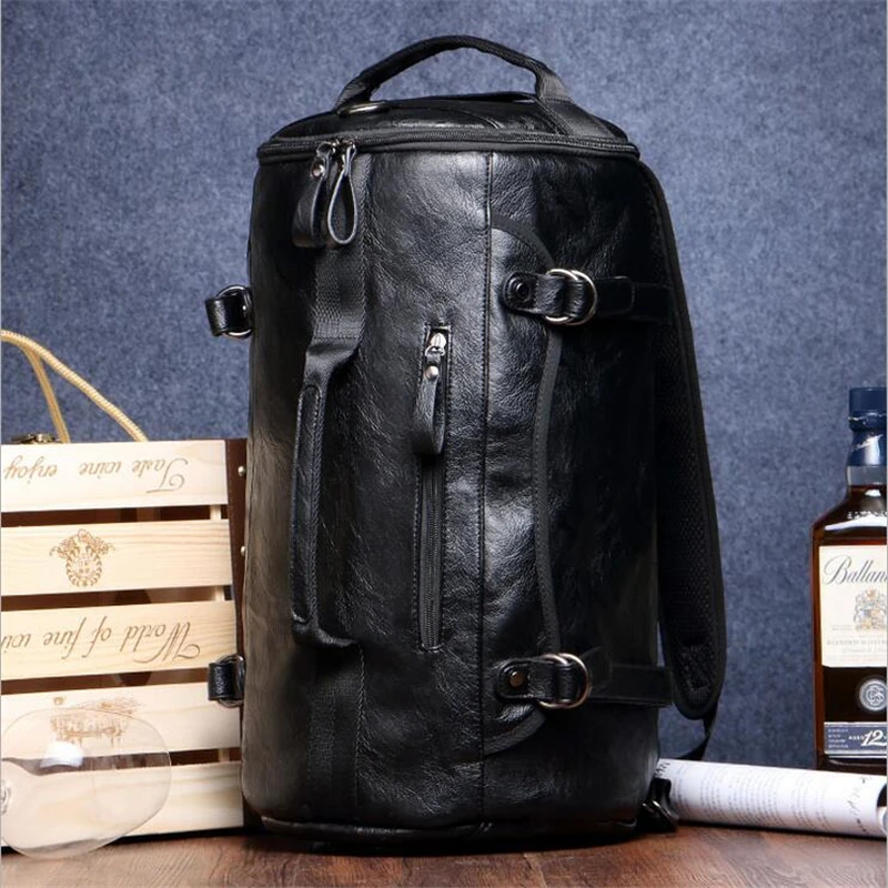 Sport Bag Backpack Gym Bag Fitness 3 Functions Shoulder Bags Handbag Soft PU Leather Waterproof Men Travel Duffel Package Tote