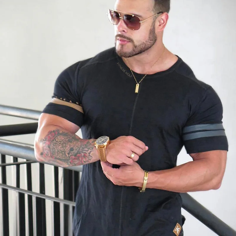 2018 جديد رجل T قميص الرجال Sportss تي شيرت الصيف الذكور الجمنازيوم اللياقة البدنية كمال الاجسام تجريب قمصان قصيرة الأكمام المحملات قمم الملابس
