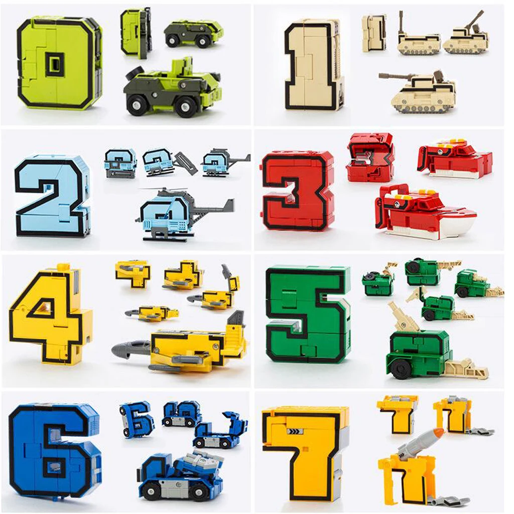 

Numbers Armour Team Transform Math Toy Early Education for Kid Play Display Set of 15 Pcs