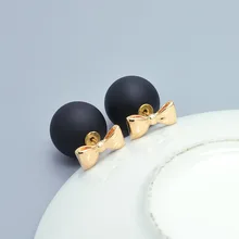 New fashion jewelry 16MM double side pearl bow stud earring mix color gift for women girl