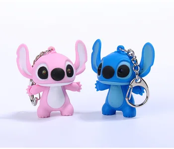 

Lilo stitch LED Flashlight Keychain with Sound,Say I love you Funny cute key rings Children toys gift,Valentine gift bag pandent