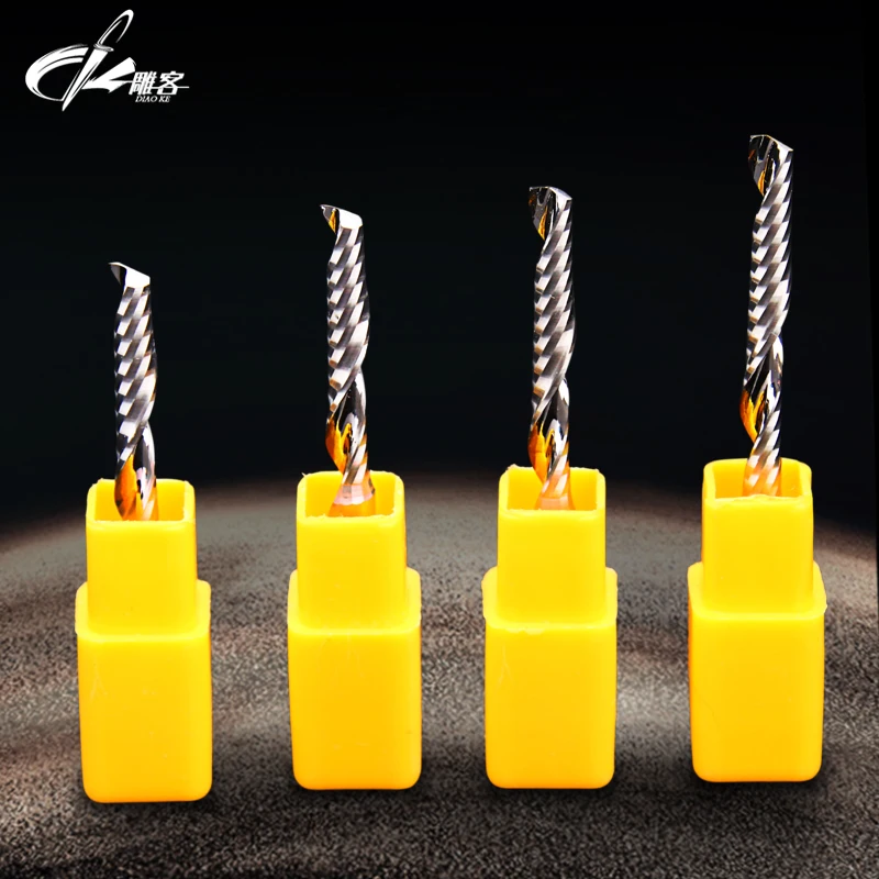

4pcs/lot 3.175mm SHK MDF Milling Cutter Engraving Tools for Wooderworking plastic cnc End mill Single blade spiral milling cut