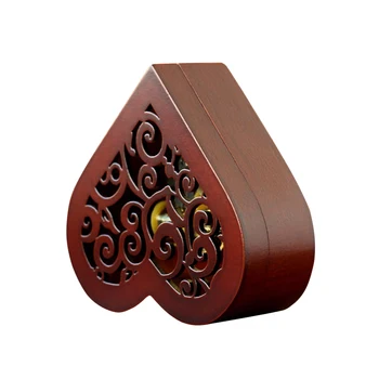 

NICEXMAS 1 PC Music Box Wind up Hollow Handmade Vintage Heart Shaped Wood Musical Box for Decor