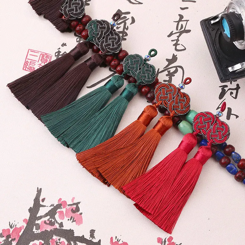 

6pcs/lot 9cm Chinese knot tassel silk fringe sewing bangs tassel trim decorative key tassels for DIY curtains home decoration