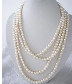 

new vogue jewelry 100" LONG WHITE FRESHWATER PEARL NECKLACE 7-8mm
