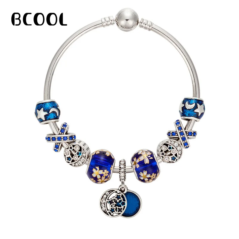 

100%925 Sterling Silver Original Copy 1:1 Retro Silver Charm Bracelet Crystal Beads Charm Bracelet Women's Jewelry Gifts