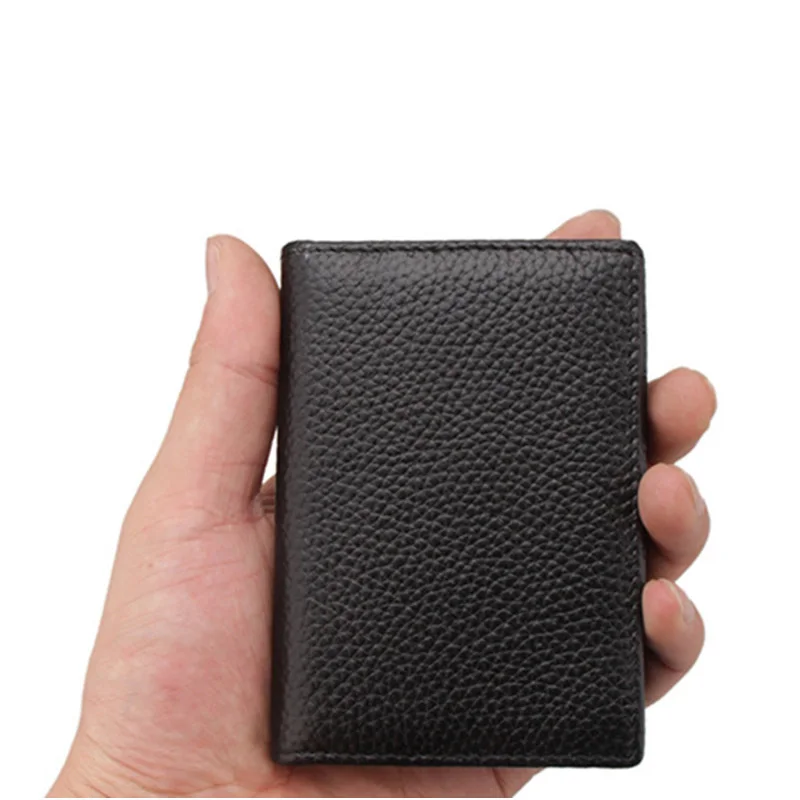 

Cow Genuine Leather Business Card Holder 2019 Fashion Men Women High Capacity Carbon Wallet Pasjes Houder Solid Black Card Case