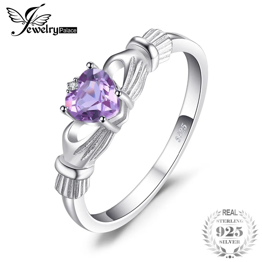 

JewelryPalace Alexandrite Sapphire Irish Claddagh Ring Solid 925 Sterling Silver Fine Friendship Love Heart Jewelry Nice Gift