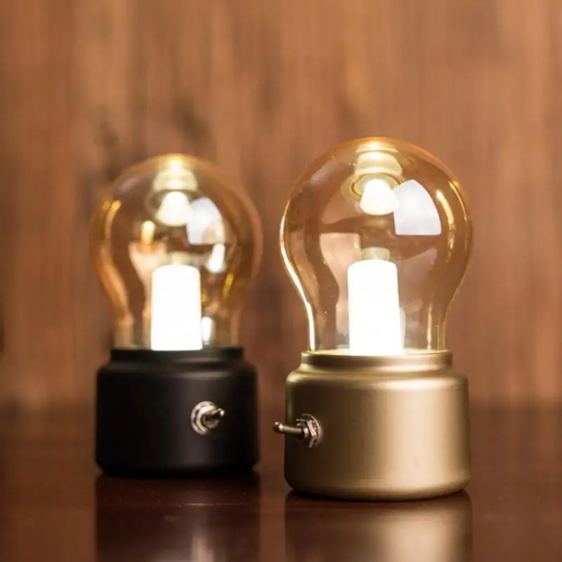 

New Vintage Bulb Night Light Retro USB Lamp Rechargeable luminaria Nightlight luces LED energy-saving Book lights Mini Bed Lamps