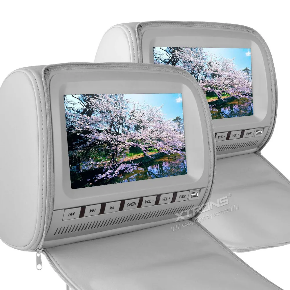 Sale 2x9" Grey Color (Black & Beige Optional) Headrest Car DVD Car Headrest Monitor with DVD Buit-in IR& FM Transmitter 3