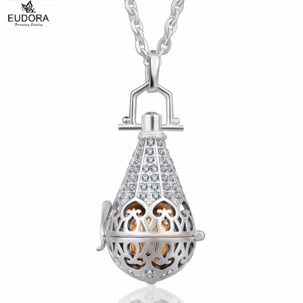 

Water Drop Silver Plated 18mm Crystals Harmony Bola Ball Pendant fit Angel Caller Chime Sound Bola Pregnant Women Jewelry Gift