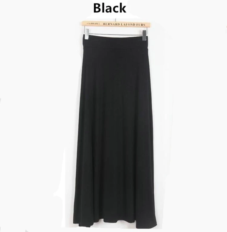 Женская s Осенняя зимняя женская длинная юбка эластичная высокая талия утепленные и согревающие макси юбки, юбки размера плюс S-5XL 6XL - Цвет: Черный