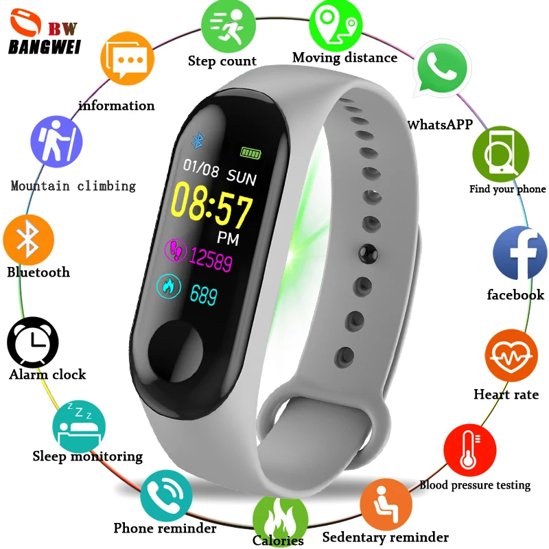

BANGWEI Smart Watch Men Women Heart rate monitoring Health Sport Wristband Bluetooth Watch Pedometer information For Android IOS