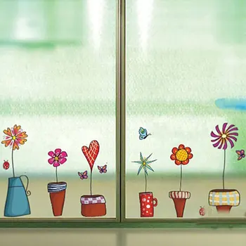 

Cute Flower Wall Sticker Kitchen Window Sticker Butterfies Wall Stickers Home Decor Bathroom Vinyl Wall Decals Kids Rooms Decor