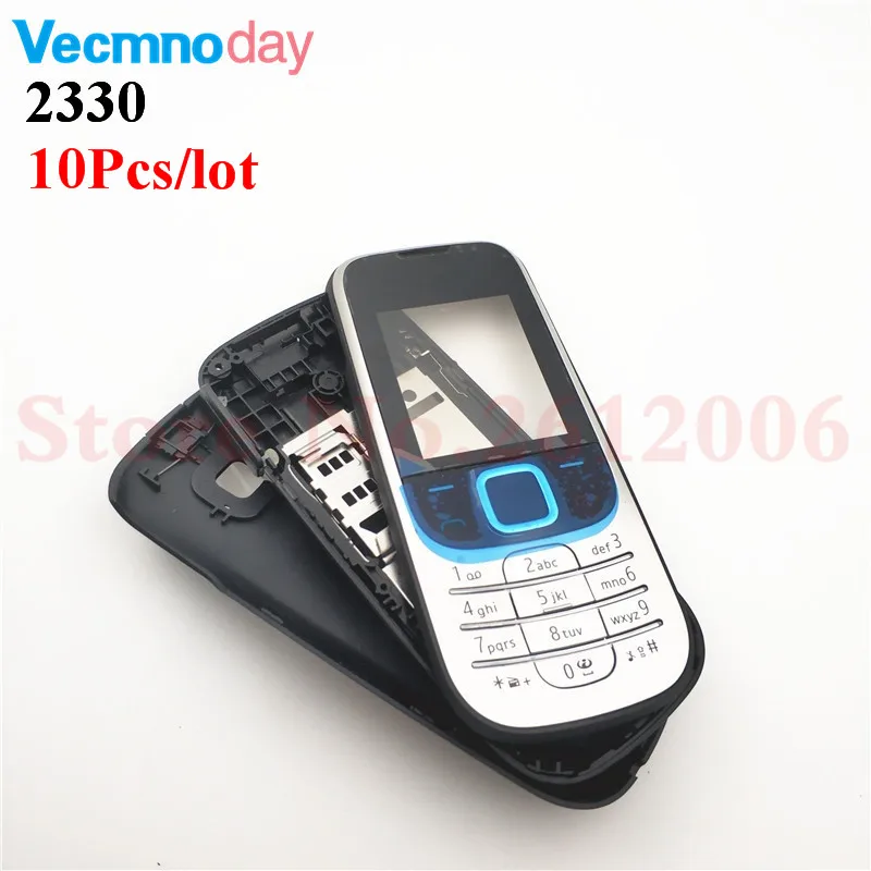 

Vecmnoday 10Pcs/lot Housing Case For Nokia 2330 Full Complete Mobile Phone Housing Battery Cover Door Frame With Keyboard