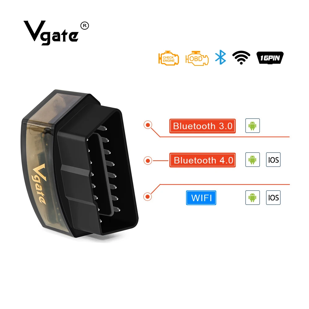 Vgate OBD2 ELM327 Икар Pro инструмент диагностики elm327 V2.1 автомобиля диагностический Wi-Fi/Bluetooth obd2 сканер Поддержка J1850 протокол