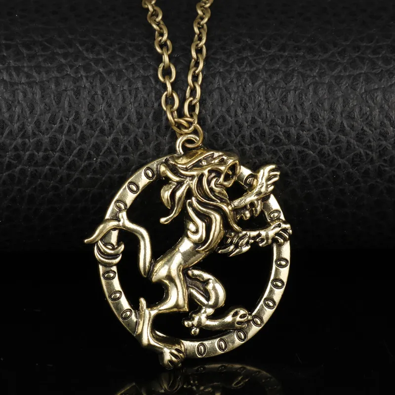 

HANCHANG Brand Game of Thrones Lannisters Necklace Vintage Accessories Lion Pendants Chain Necklace For Men Women