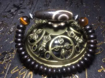 

New 2 3 6eyes DZI men's bracelet 9mm coconut shell&10mm natural tiger eye stone men jewelry bracelet can be customized