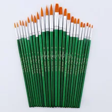 24 шт./компл. 12 шт. из круглым наконечником и 12 шт. плоским наконечником кисти Акварельные кисть