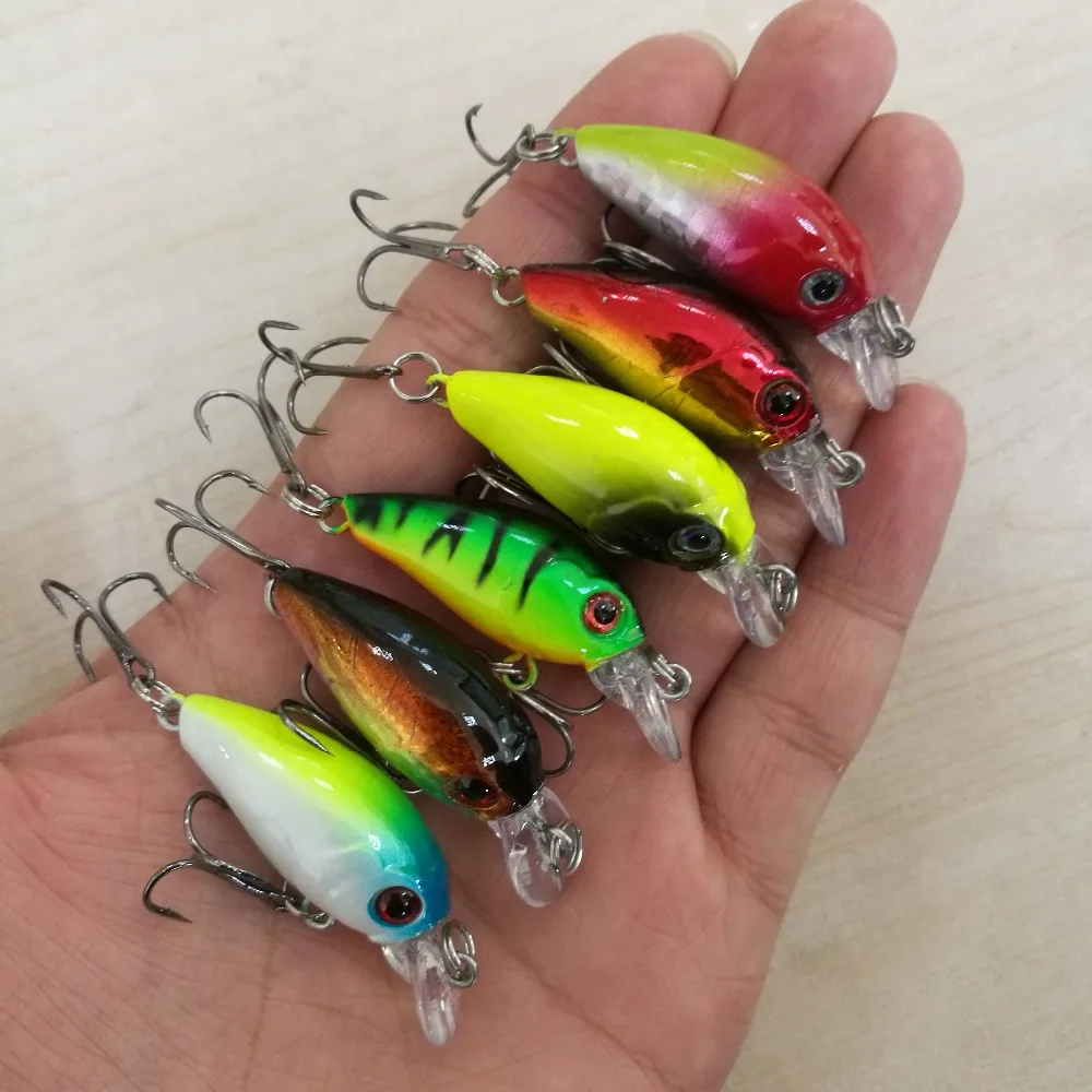 

HENGJIA 1PC 4.5CM 4G Diving Wobbler Crankbait Bait 2 Hooks Artificial Hard Bait Bionic Bass Pike Fishing Tackle 16Colours
