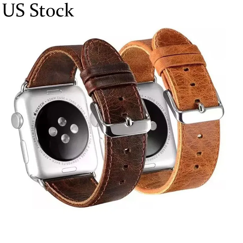 Ремешок из натуральной кожи для Apple Watch Band 42 мм 38 ремешок с текстурой Crazy Horse в стиле