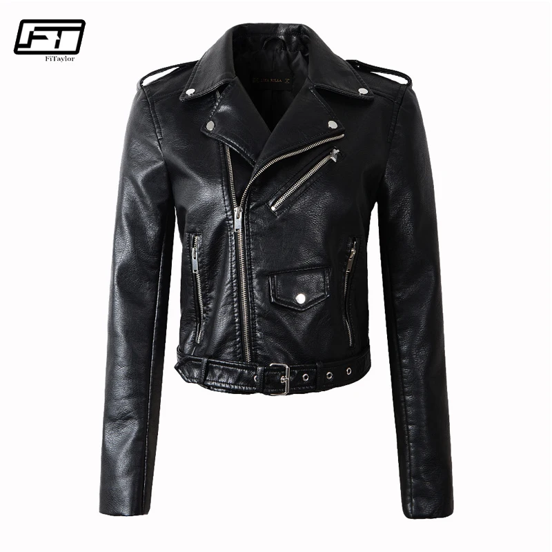 Fitaylor 2018 Spring Autumn Bomber Motorcycle Leather Jacket Women Slim Short Coat Black Pink Moto & Biker Pu Jackets Female Fitaylor 2018 Spring Autumn Bomber Motorcycle Leather Jacket Women Slim Short Coat Black Pink Moto & Biker Pu Jackets Female