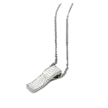 

45cm Chain 316L Stainless Steel Jewelry FullCrystal Pendant Necklaces for women