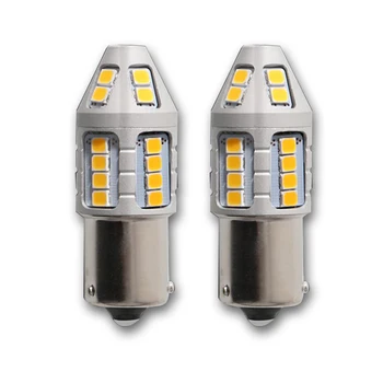 

2pc Can bus No Resistor No Flash Amber BAU15S 507 PY21W 30SMD 2835 LED Bulbs For Car Front or Rear Turn Signal Lights 12-24V
