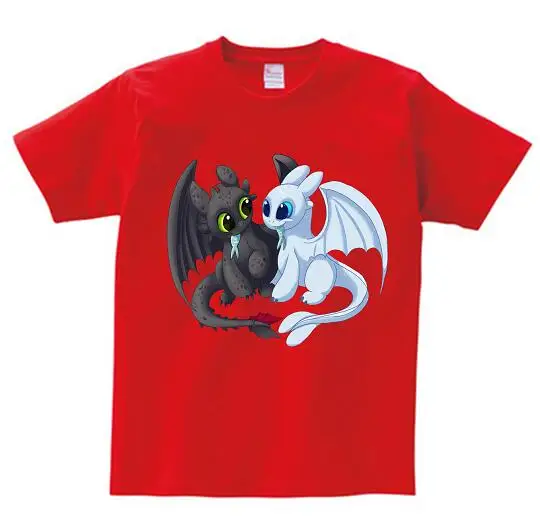 red childreT-shirt Футболка без зубика с карманом, мужские милые топы, футболка с рисунком из мультфильма «Как приручить дракона», летняя одежда, новая футболка MJ - Цвет: red childreT-shirt