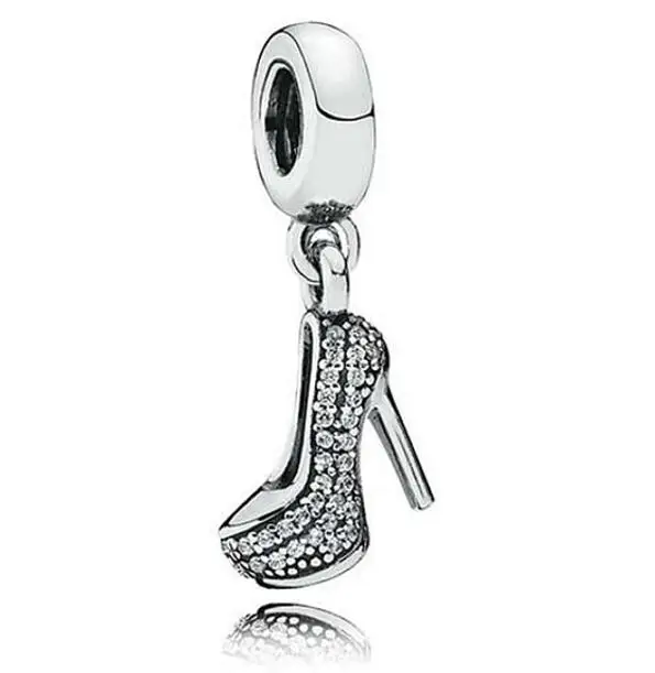 

Fit Original Pandora Charm Bracelet 925 Sterling Silver Jewelry High Heeled Shoes Crystal Clear Cz Crystal European Charms Beads