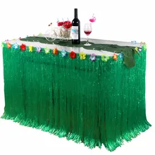 DIY Гавайский вечерние Декор Большой искусственном газоне Юбка для стола тропический Луо летние пляжные вечерние поставки зеленый/желтый с Гибискус