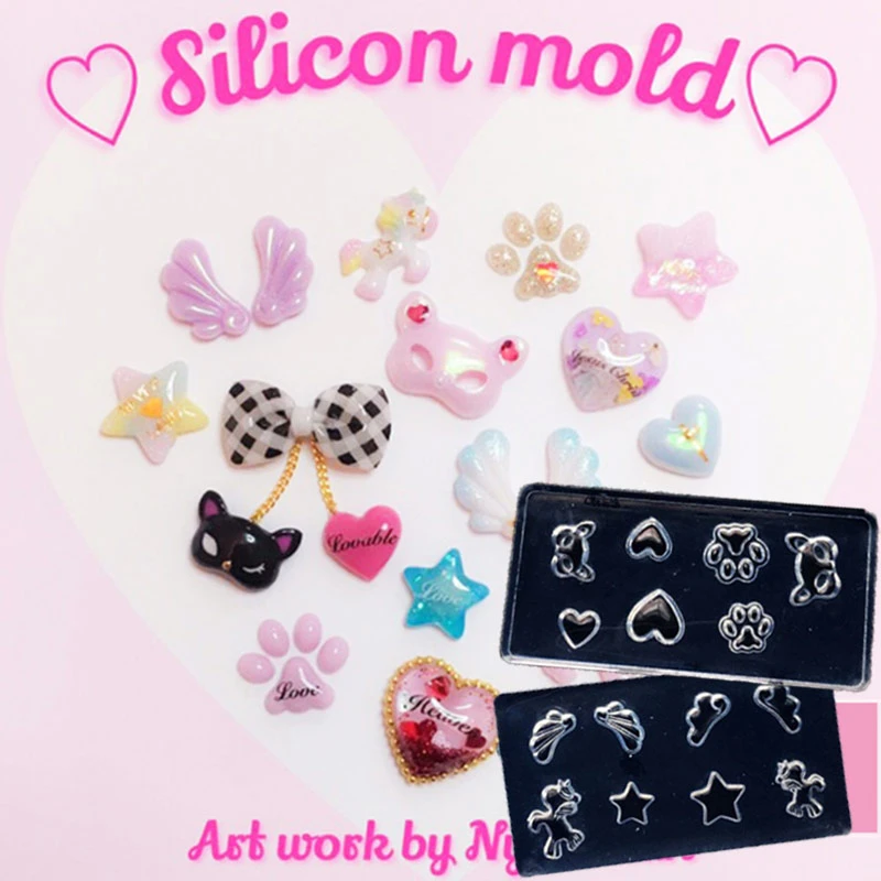 Moule Acrylique 3d Patte De Chat A Oreilles Nail Art Decorations De Nail Art Bricolage Design Silicone Modeles D Art Ongles Modele Manucure Beaute Aliexpress