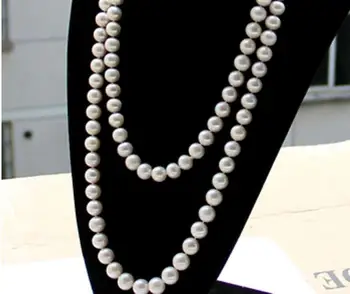 

AAA gorgeous 9-10mm white round pearl necklace 36inch 50"