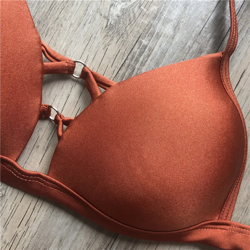 Fashion sexy women's underwear Bikini Set Solid Color Sport Swimwear Push-Up Padded Swimsuit bra sets lingerie H20 (10)