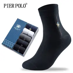 Носки pierpolo модные брендовые носки для экипажа Calcetines Hombre Бизнес мужские носки платье с вышивкой носки Для мужчин подарок