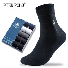 Pier polo meias masculinas, modernas, marca de moda, de algodão, bordados, presente