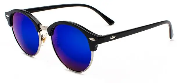 Популярные поляризованные солнцезащитные очки, мужские, популярные, брендовые, дизайнерские, Ретро стиль, женские, летние, стильные, солнцезащитные очки с заклепками, оправа, цветные покрытия оттенков - Цвет линз: black blue